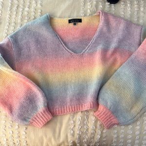 cropped rainbow pastel sweater